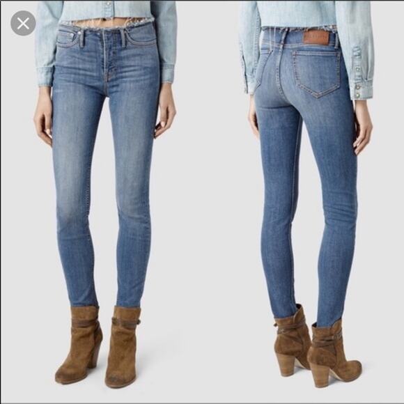 AllSaints medium wash skinny jeans size 27 - Picture 1 of 14